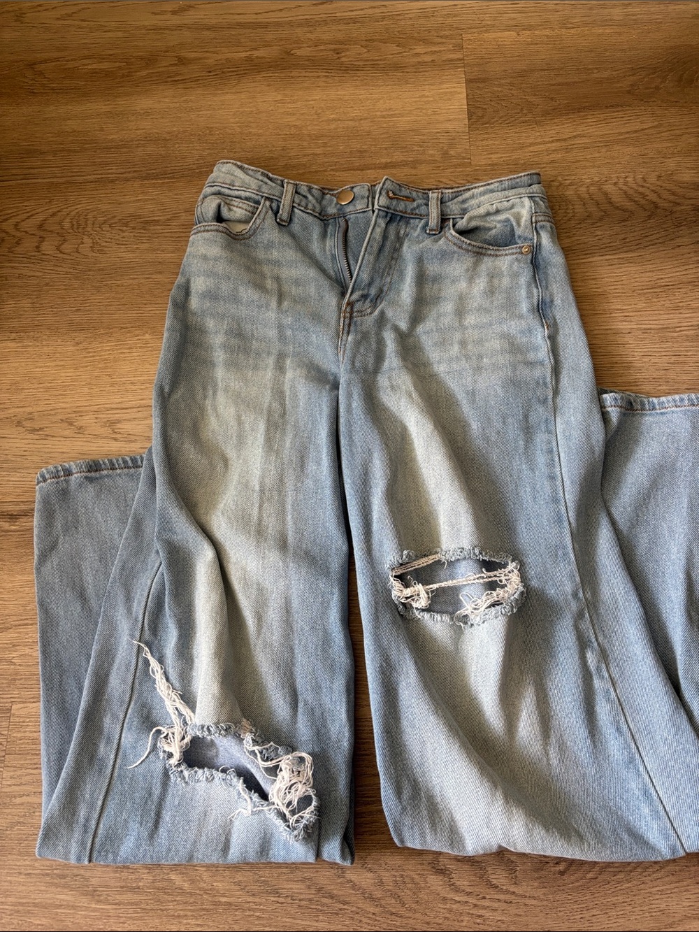 GB girls Light Blue Ripped Flare Wide-Leg Jeans